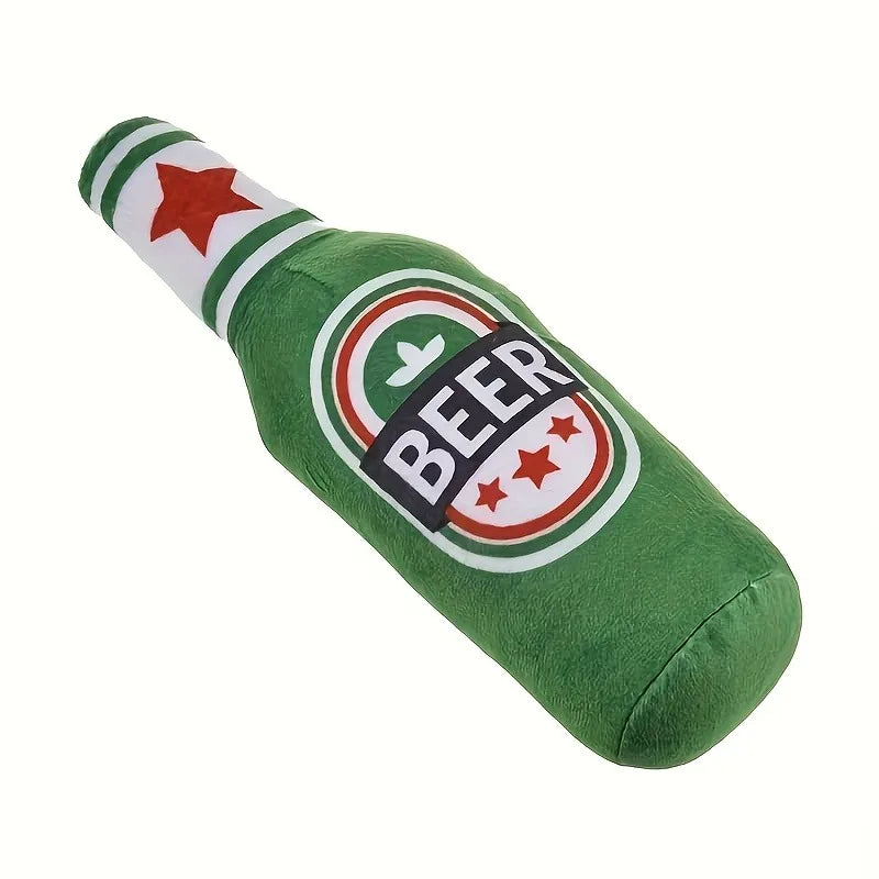 Pluszowa butelka piwa piszcząca dla psa