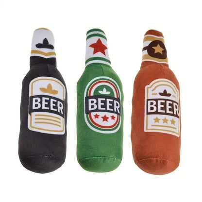 Pluszowa butelka piwa piszcząca dla psa