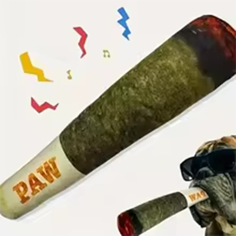 Pluszowe cygaro piszczące dla psa — zabawka do gryzienia
